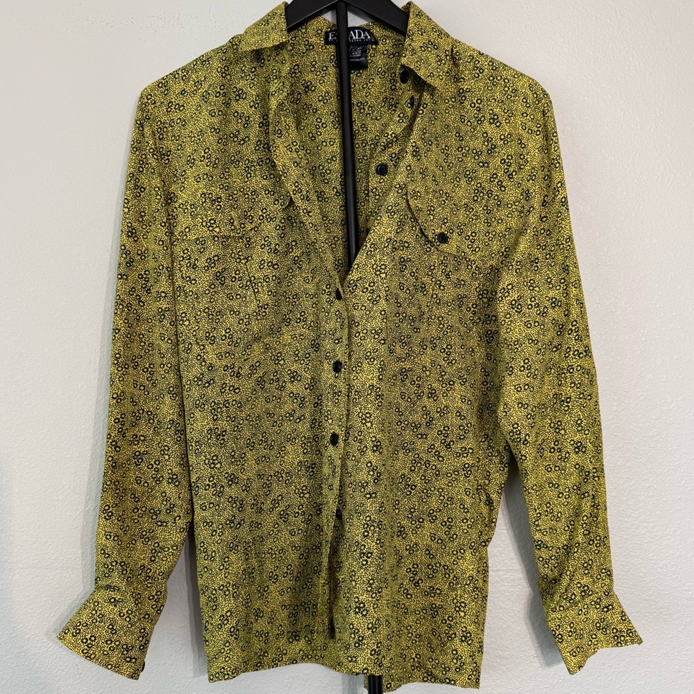 Escada Margaretha Ley Floral Blouse Button Down Designer Luxury Women Size 6 - Picture 4 of 10